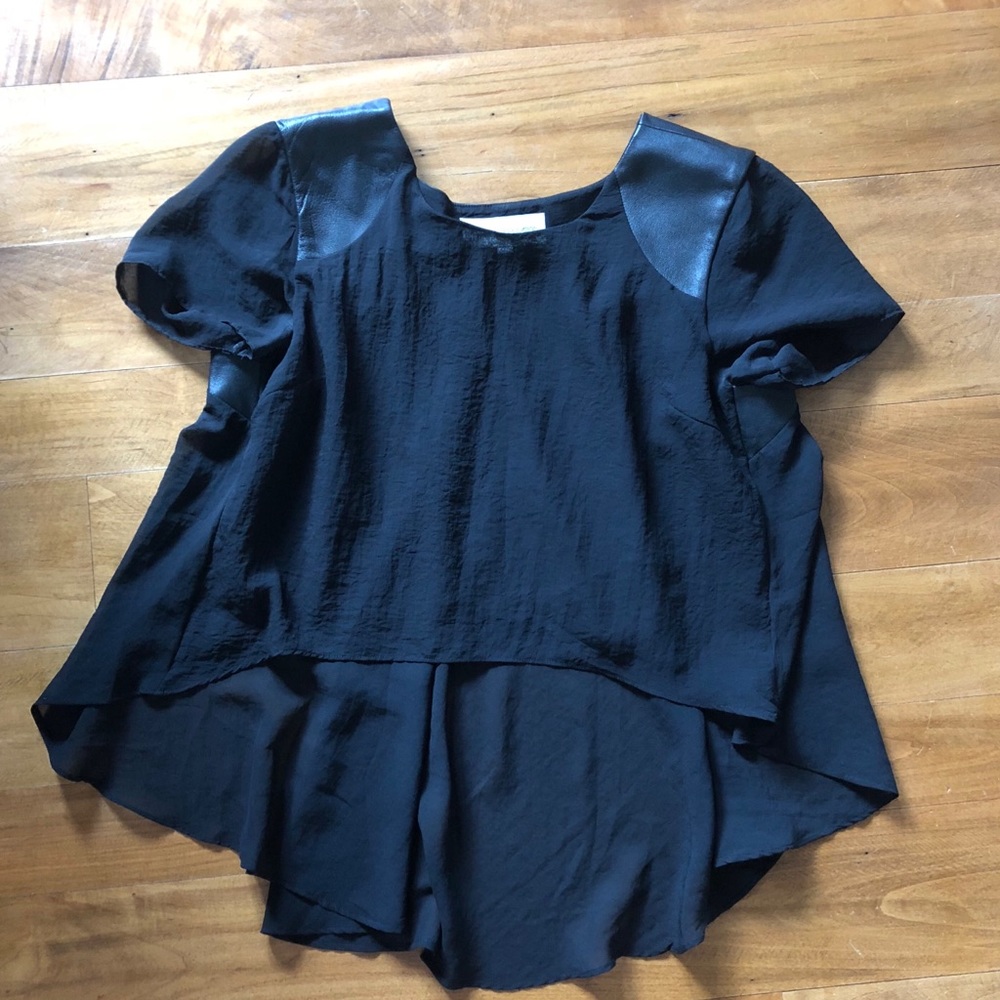 Dress The Population Blouse with Leather Top - New
